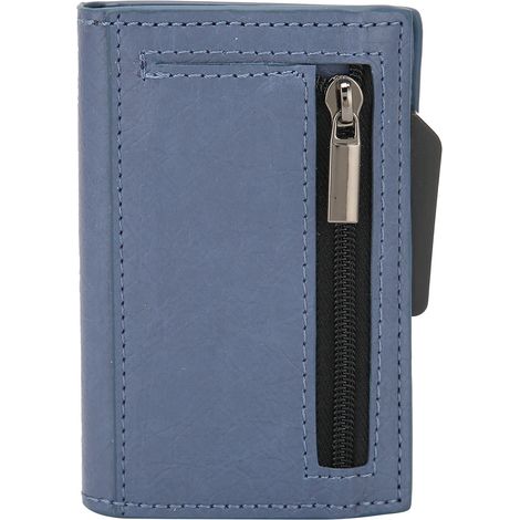 Portefeuille vintage anti-vol pour cartes de crédit, étui automatique à cartes, sac de rangement bleu écorce, porte-cartes professionnel (1/5)