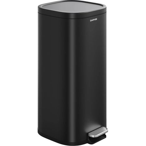 Poubelle, capacité de 30L, fonctionnement à pédale, noir (1/2)