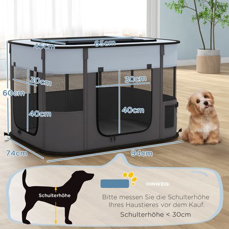 Parque infantil plegable para mascotas con bolsa de almacenamiento, para cachorros y gatitos, para uso interior y exterior, color gris. (1/5)