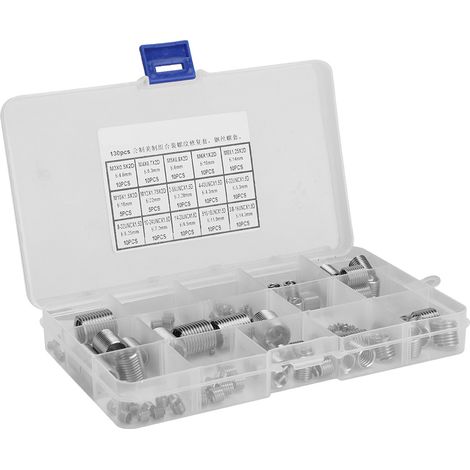 Assortiment de 140 outils de réparation de filetage métrique/américain, inserts filetés en acier inoxydable (1/5)