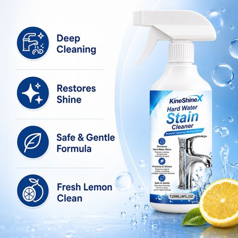 KineShineX Hard Water Calc Cleaning Spray: Kraftvolle Entfernung von Wasserflecken, aufhellendes und entkalkendes Spray. (1/5)