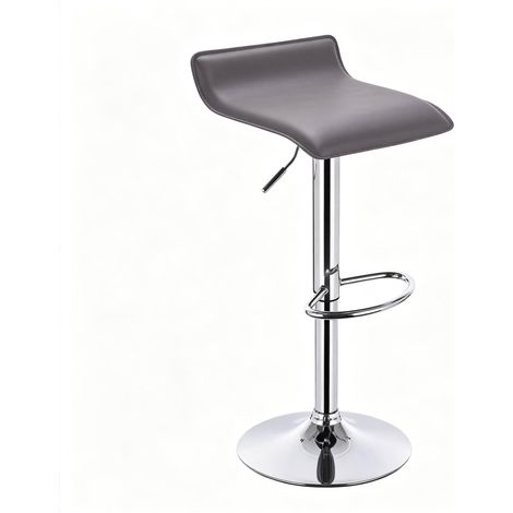 Tabouret de bar rotatif en cuir synthétique gris avec assise réglable en hauteur (1/5)