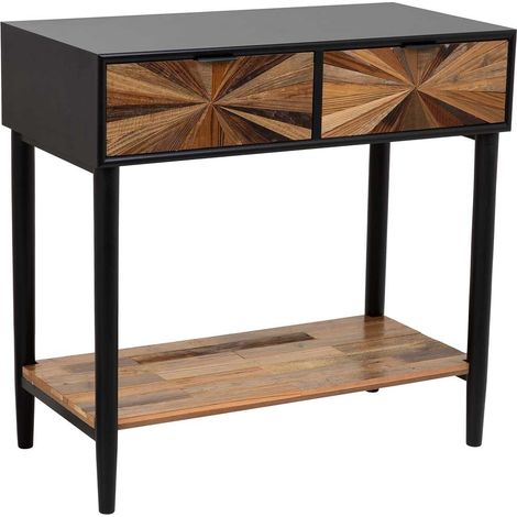 Recibidor de madera y metal de 1 cajon y 1 balda marron 80X42X79 (1/5)