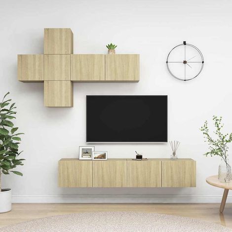 vidaXL 7 Piece TV Cabinet Set Sonoma Oak Engineered Wood (1/5)