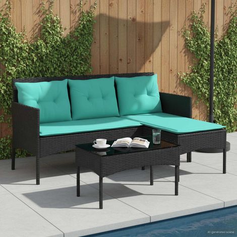 Gartensofa-set mit Kissen 2 pcs Poly-Rattan