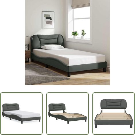 Schlafzimmer Einrichtung - Bettgestell ohne Matratze "Hvar" Dunkelgrau 100x200 cm Stoff (1/5)