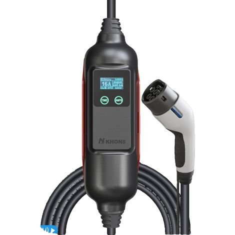 Cargador para vehículos eléctricos, 11 kW de potencia, diseño portátil, adaptador de 11 kW y 16 A, tipo 2-a (1/2)