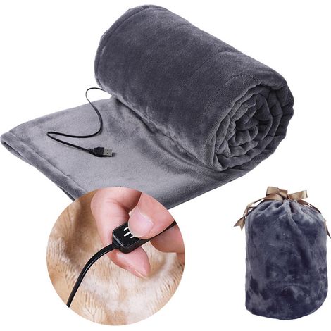 Couverture Chauffante, Portable USB Rechargeable Plaid Chauffant, Flanelle Doux Confortable, Réglage de la Température sur 5 Niveaux,160×80cm (1/5)