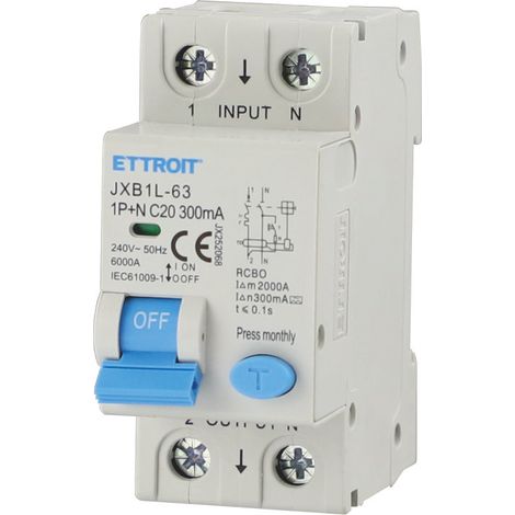 ETTROIT JX252068 Magnetotermico Differenziale 1P+N 20A 300mA 220V-6KA CLASSE A (1/3)