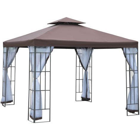 Pavillon Gartenpavillon mit Moskitonetze Seitenwände, Partyzelt mit Doppeldach, Gartenzelt Festzelt 2,97x2,97m
On-Site