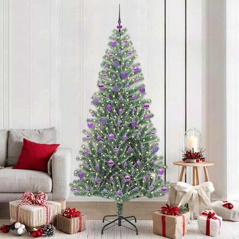 Künstlicher Weihnachtsbaum beschneit mit LED Licht 210 cm