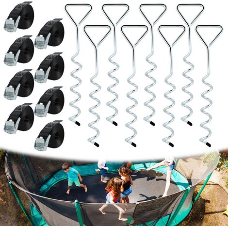 Jiubiaz Bodenanker Trampolin Set (8 Stück) – 40cm Robuste Erdanker für Trampolin – Schraubanker zum Eindrehen zur sicheren Befestigung im Boden