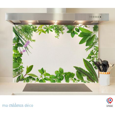 Fond de hotte : Plantes avec encadrement - Verre trempé - 90 cm - 60 cm (1/5)