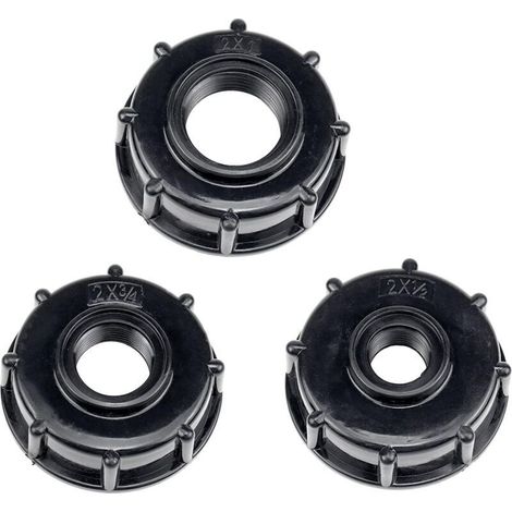 3 Pièces IBC Adaptateur de Réservoir De Vidange Plastique Eau Réservoir Couvercle Adaptateur en S60x6 IBC Adaptateurs Raccords Filetages Épais Robinets 1/2 3/4 1 Pouce Noir H632 (1/4)