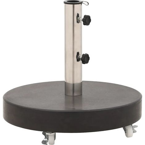 Base rotonda per ombrellone 45 x 30 cm con ruote per una facile installazione in granito nero 020045949