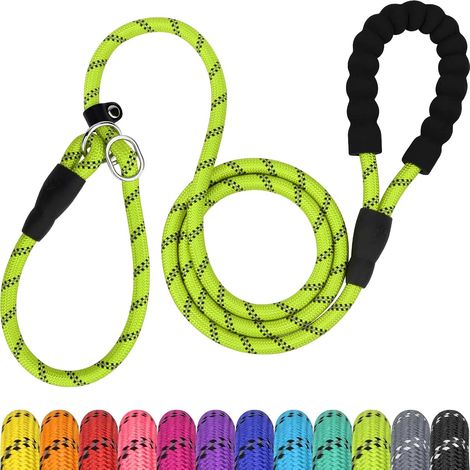 Guinzaglio scorrevole riflettente, guinzaglio in corda per addestramento cani di taglia grande, Ø12 mm x 185 cm, verde (1/4)