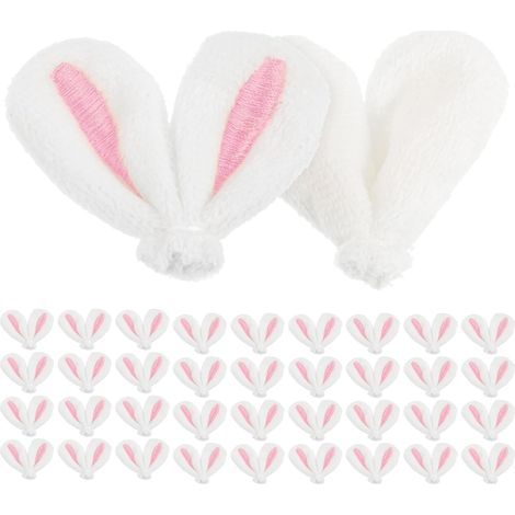 60 Pieces Fabric Rabbit Ear Charm Hair Clips (1/5)