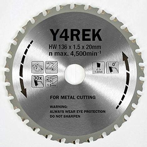 Lame de scie circulaire TCT carbure 136x20mm 30T/48T, lame de coupe fer et bois, outil polyvalent (1/4)