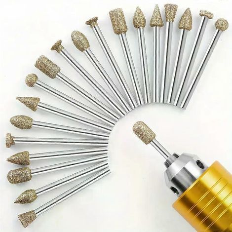 20-teiliges Dremel-Zubehörset mit Diamantschleifköpfen, Mini-Bohrer und Fräsern für Dremel-Rotationswerkzeuge (3 mm Schaft) (1/4)