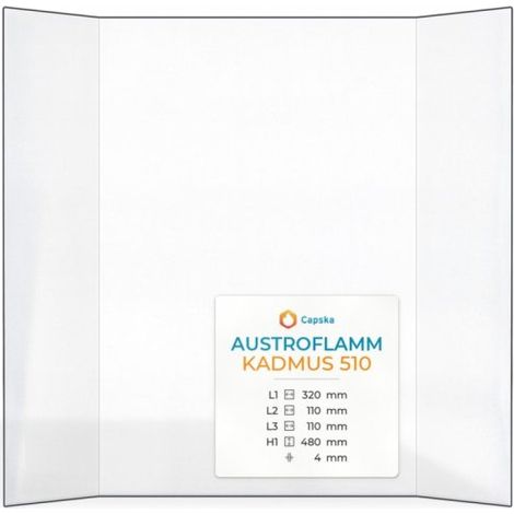 Vitre Austroflamm KADMUS 510 - Verre Prismatique pour poêle à bois - (110 + 320 + 110) x 480 mm (L2+L1+L3 x H1) - 4 mm