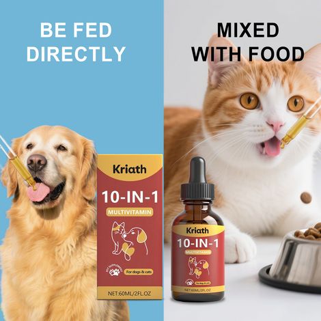Solution buvable multivitaminée pour animaux de compagnie - une nutrition quotidienne douce et facile à absorber - 60 ml (1/5)