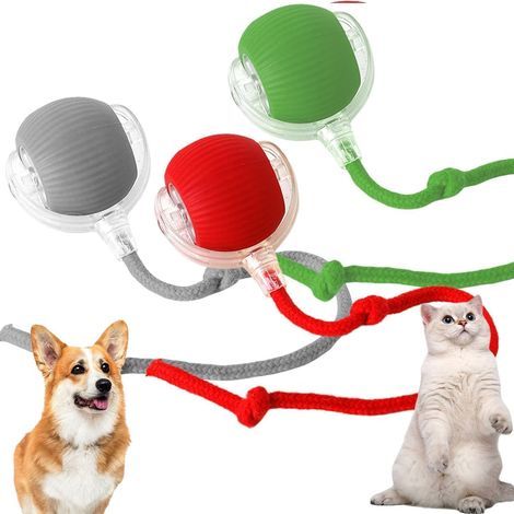 Balle roulante Chewie, jouet interactif pour chat et chien avec lumière LED, jouet rotatif automatique à 360° pour chats et chiens (lot de 3) (1/5)