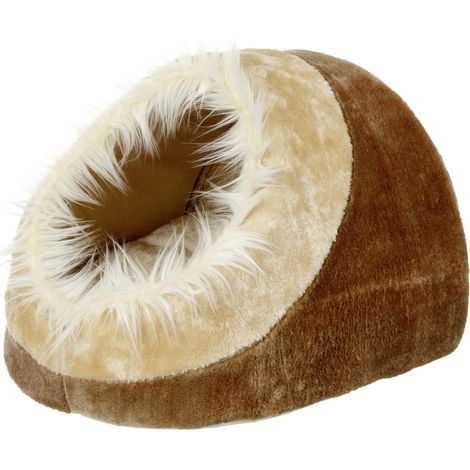 Panier grotte pour chat Pasha beige et brun