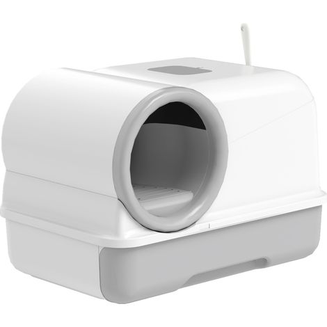 Bac à litière fermé en PP, maison de toilette pour grand chat, avec couvercle et pelle (1/5)