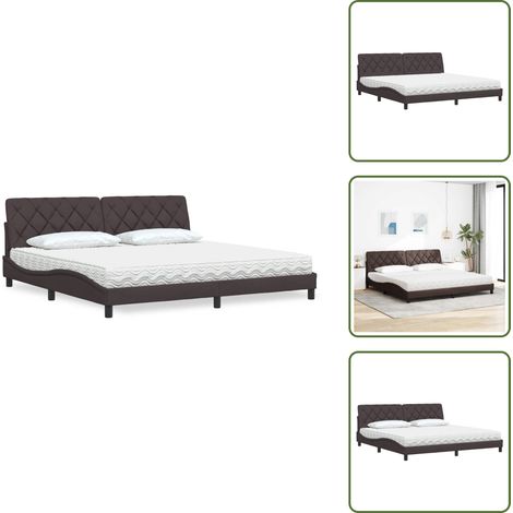 The Living Store Bett mit Matratze Dunkelbraun 200x200 cm Stoff - Schlafzimmerbett (1/5)