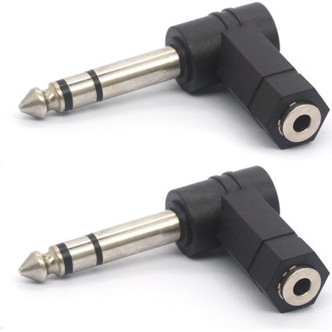 Adaptateur audio à angle droit 3,5 vers 6,35 mm, 90 degrés, prise jack stéréo 6,35 mm vers adaptateur de prise stéréo 3,5 mm. (1/5)