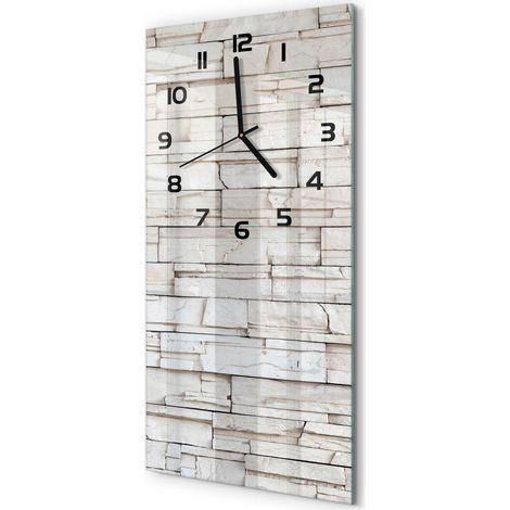 Horloge Murale Verticale Décorative en Verre Salon Entrée Bureau Mur de pierre blanche 30x60 cm (1/5)