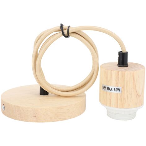 Support D'ampoule à Suspension en Bois, Support de Lampe en Bois de Bouleau Vintage avec Câble de 1 Mètre, Raccord E27 E26, Lampe Suspendue D'intérieur Rustique pour la (1/5)