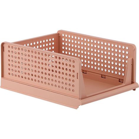 Pink storage basket, 33.5 x 43 x 18.5 cm, 1 piece, plastic drawer divider, office container for cabinet, kitchen (1/4)