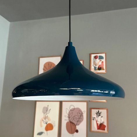 bamyum Champion Suspension Luminaire Vintage, Lustre Salon de 35 cm, Lustre Cuisine en Métal, Lampe E27 Vintage pour Chambre, Suspension Luminaire pour Salle à Manger, Couloir, Blue Nuit (1/5)