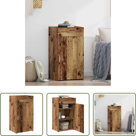 Holzwerkstoff - Sideboard mit Schubladen Altholz 50 x 42,5 x 93 cm (1/5)