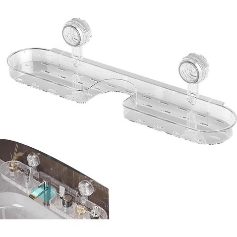 1 Étagère à ventouse, transparent, PET et PC, design drainant, rotation 360 degrés, pour salle de bain et cuisine (1/5)