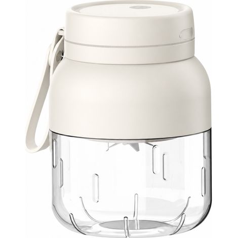 Blender portable rechargeable 600 ml blanc, 10 lames en acier inoxydable 304, double couvercle pour jus et boisson directe (1/5)