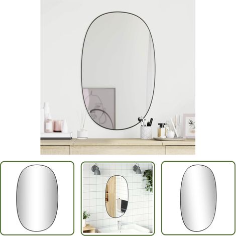 The Living Store Miroir mural Noir 70x45 cm - Miroir Mural - Miroir Deco - Miroir Design - Miroir Noir - Miroir Salle De Bain (1/5)