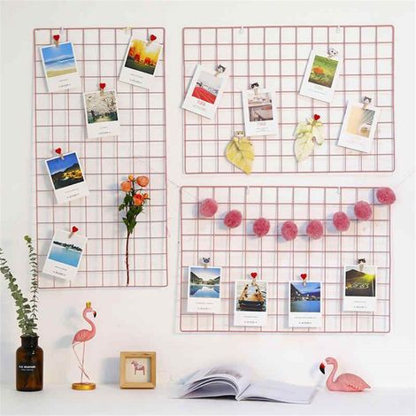 Cadre photo mural DIY en fer avec panneau grillagé et fonction étagère - Kit de rangement et d'affichage décoratif pour Instagram, cadeaux, bijoux (1/5)