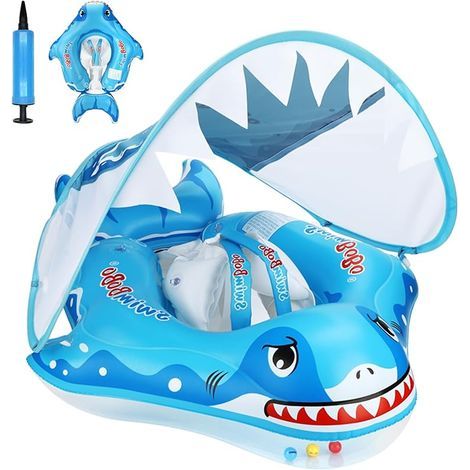 Baby-Schwimmring mit UPF50+ Sonnenschutzdach, faltbar und komprimierbar, verstellbare Größe, Kinderschwimmring (1/5)