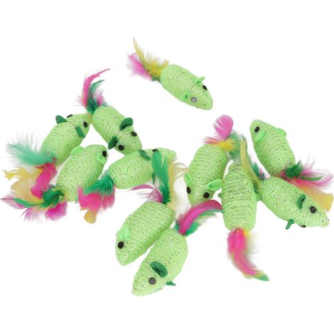 Lot de 11 souris pour chat, jouet interactif et couineur multifonctionnel pour chats et chatons, vert (1/5)
