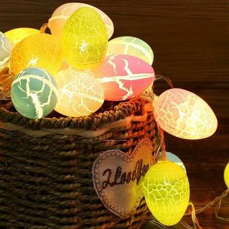 Weitere Weihnachtsdekorationen: Osterlichterkette, 20 LEDs, 3 m lange Ostereierlichterkette, batteriebetrieben, für drinnen und draußen geeignet, perfekt für Ostern, Frühling, Hochzeiten, Partys, Gebu (1/5)