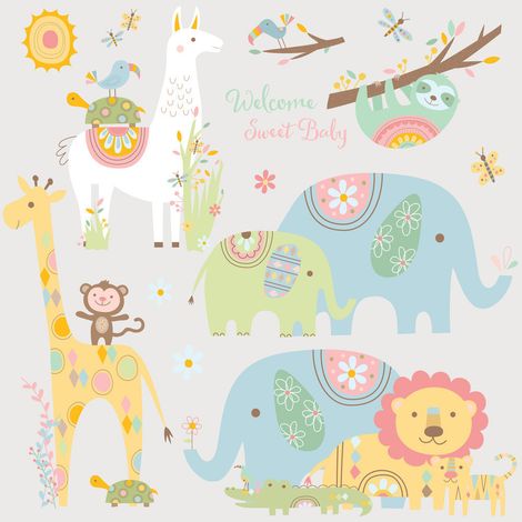Stickers -Petits Animaux Tribales - Hauteur 22,9 cm (1/3)