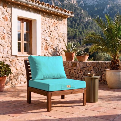 Ensemble Coussins Salon Jardin 60x70 Bleu Caraïbes - Déhoussable & Anti-UV (Assise + Dossier)