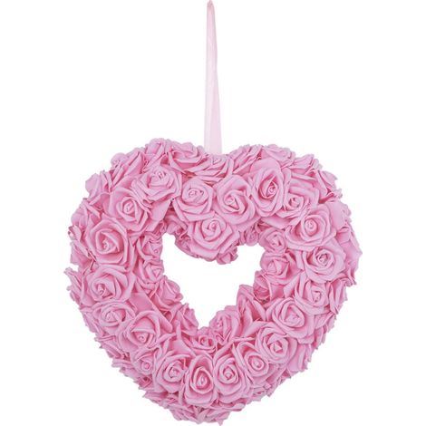 Guirlande En Forme De Cœur - Couronne Artificielle En Roses Pour Porte Mur Fenêtre Cheminée - Décoration De Mariage Fête Des Amoureux Anniversaire - 36 X 36 Cm - 1 Pièce (1/5)
