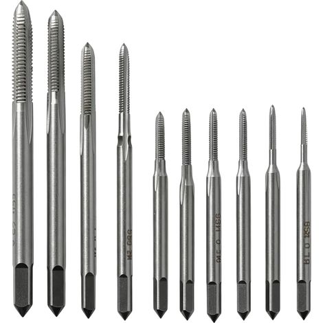 10 Pièces Mini Tarauds Métriques HSS, Taraud Kit Taraudage Tarauds Machine M1-M3.5 Outil de Filetage Taraudant le Taraudage pour Taraudage pour Bois, Plastique et Métal (1/5)
