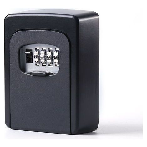 Caja de seguridad para llaves con código, caja de llaves de pared con código de 4 dígitos, caja de seguridad para exteriores impermeable y resistente a la corrosión, código reiniciable (Negro) BecomeR (1/5)