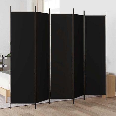 Cloison de séparation 5 panneaux Noir 250x200 cm Tissu (1/5)