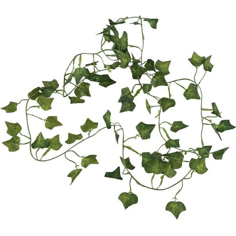 2 m (6,6 Fuß) künstliche Efeugirlande mit Blättern, Blumen und Pflanzen zur Gartendekoration (Blätter)