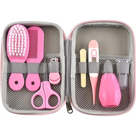 Kit de Soins pour Bébé, 8 Pcs Set de Soins de Santé pour Jeunes Enfants, Portable Sécurité Kit Inclut Peigne Ciseaux Coupe